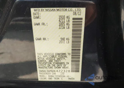 2013 Nissan Altima 2.5 Sv from USA, damaged, VIN 1N4AL3AP6DN422328